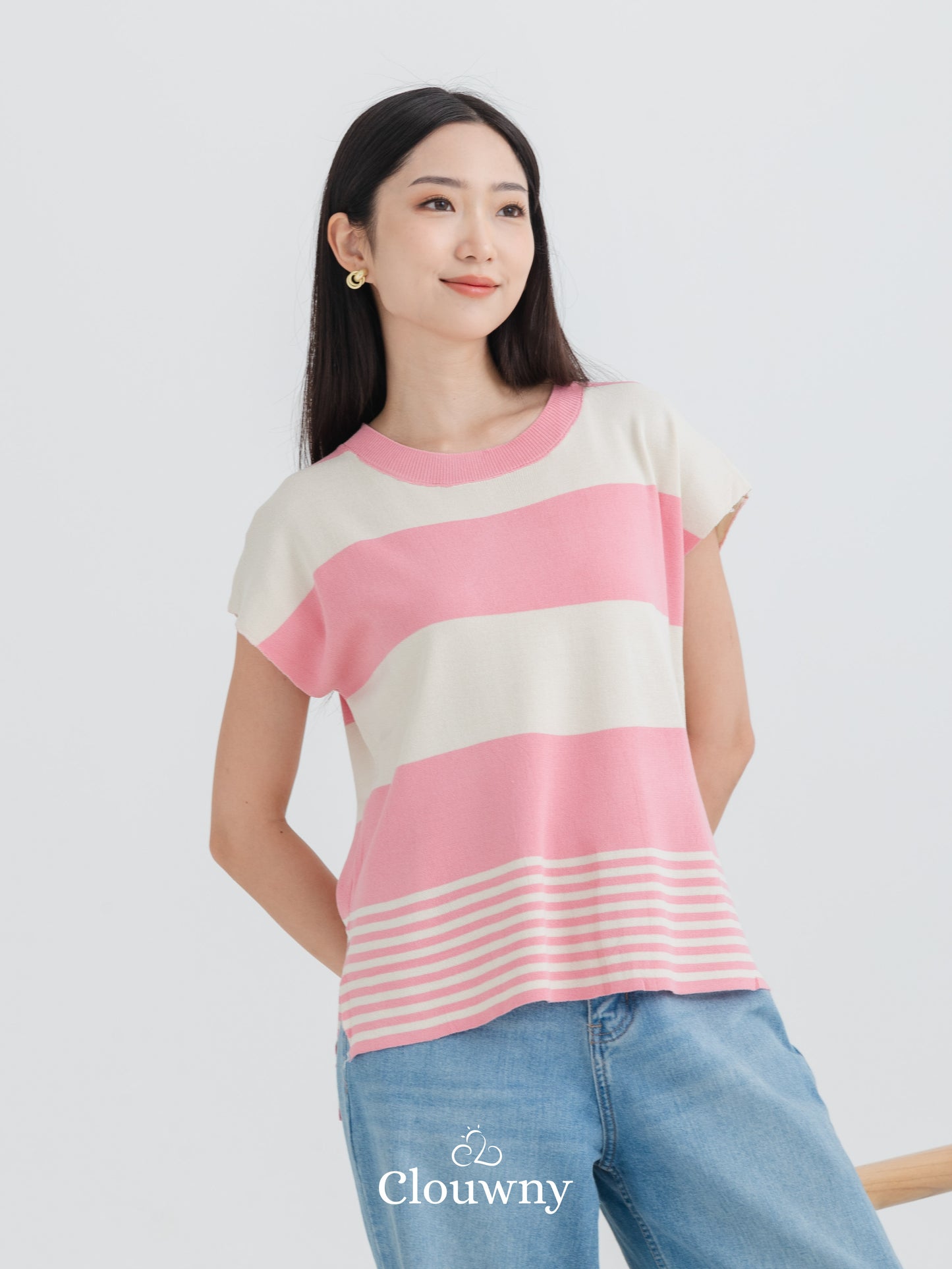 Cortes Stripes Knit Top - Pink