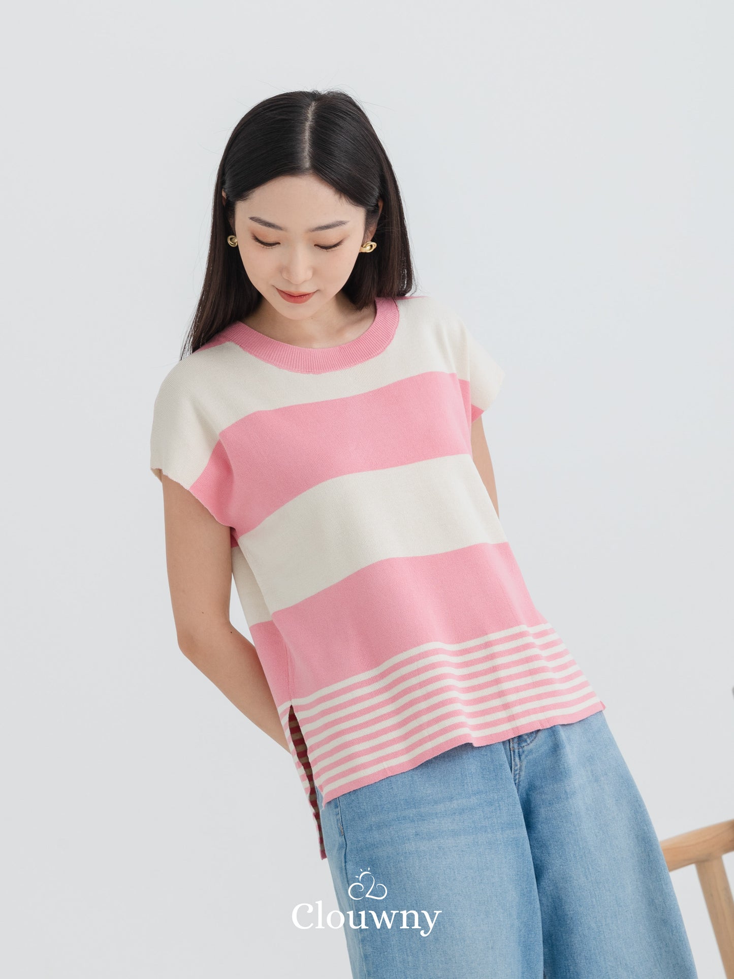 Cortes Stripes Knit Top - Pink