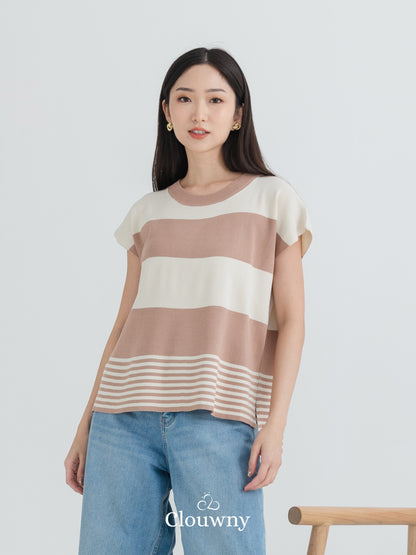 Cortes Stripes Knit Top - Mocca