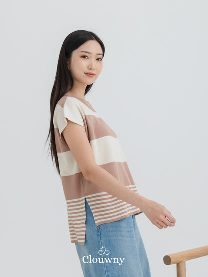 Cortes Stripes Knit Top - Mocca