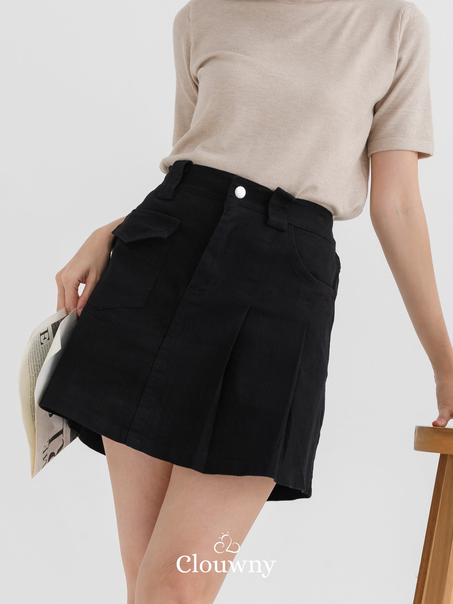 Miel Denim Skort - Black