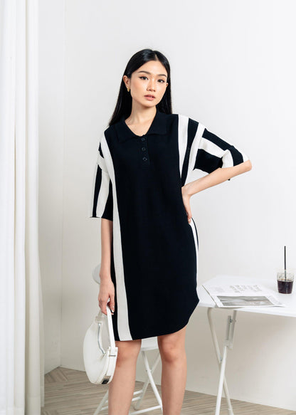 Rora Polo Knit Dress - Black