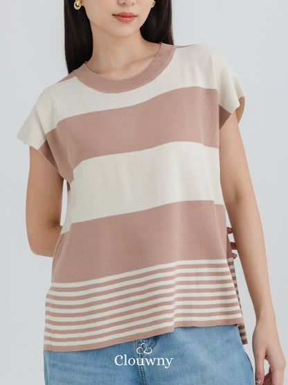 Cortes Stripes Knit Top - Mocca