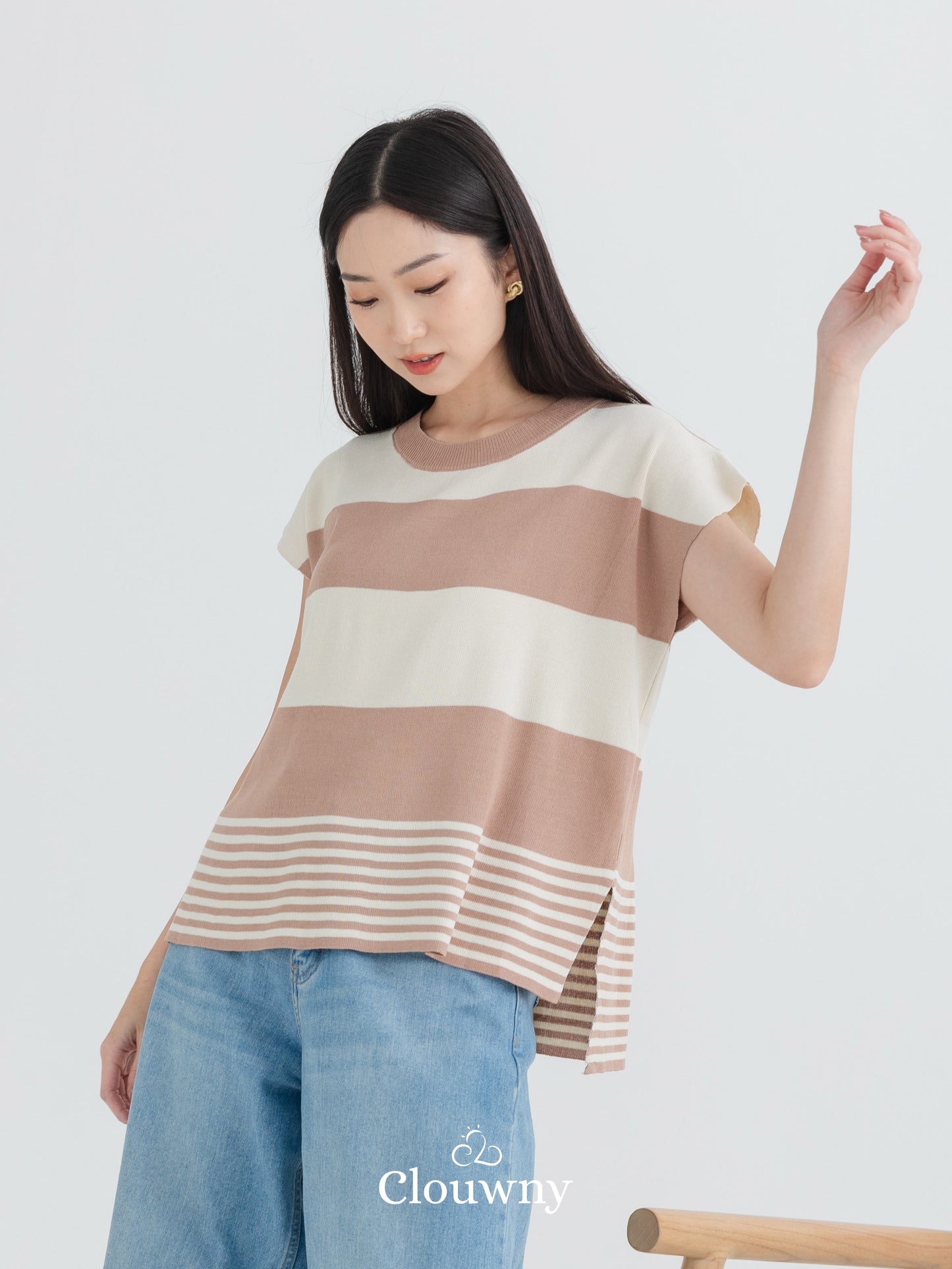 Cortes Stripes Knit Top - Mocca