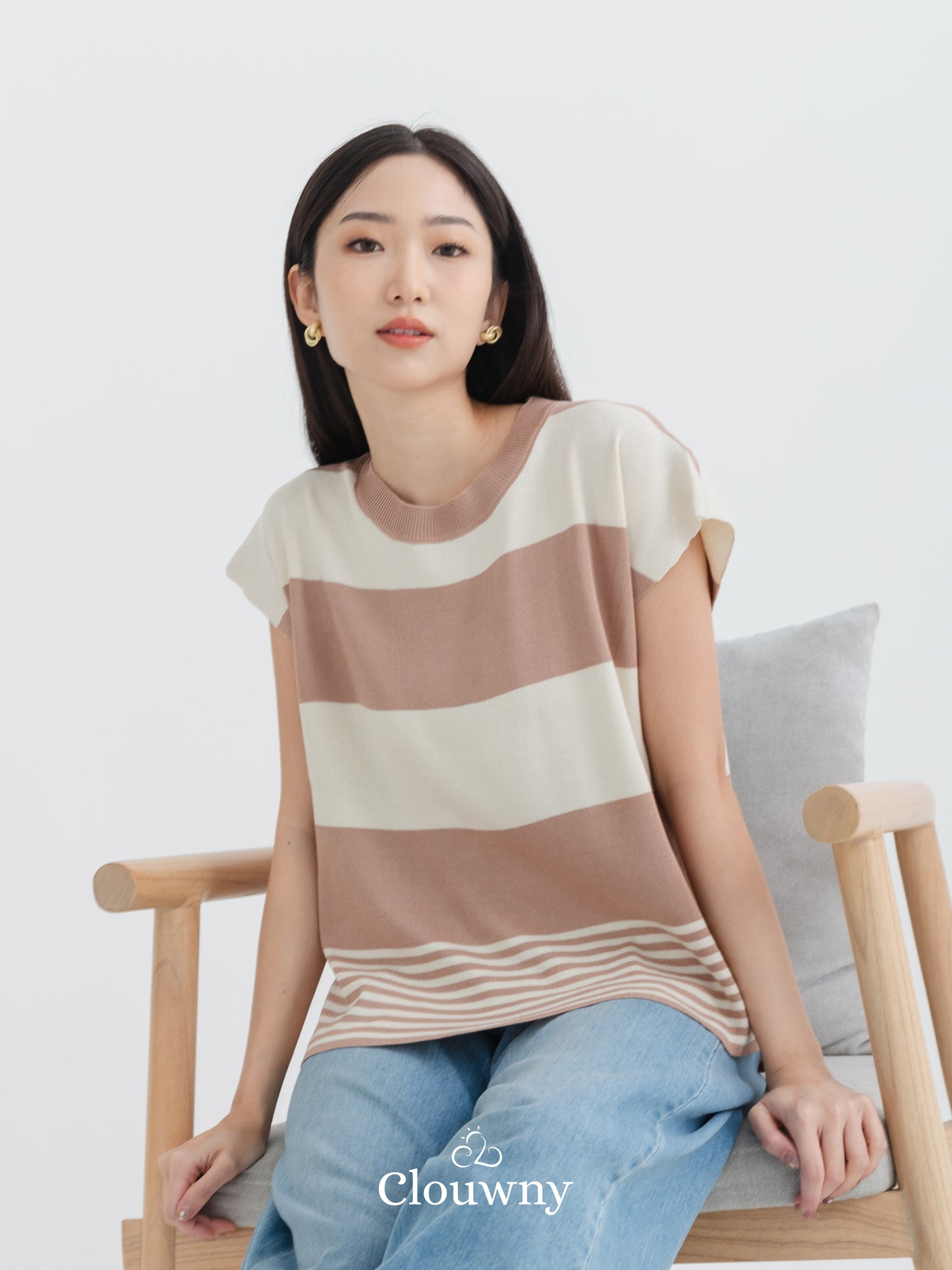 Cortes Stripes Knit Top - Mocca