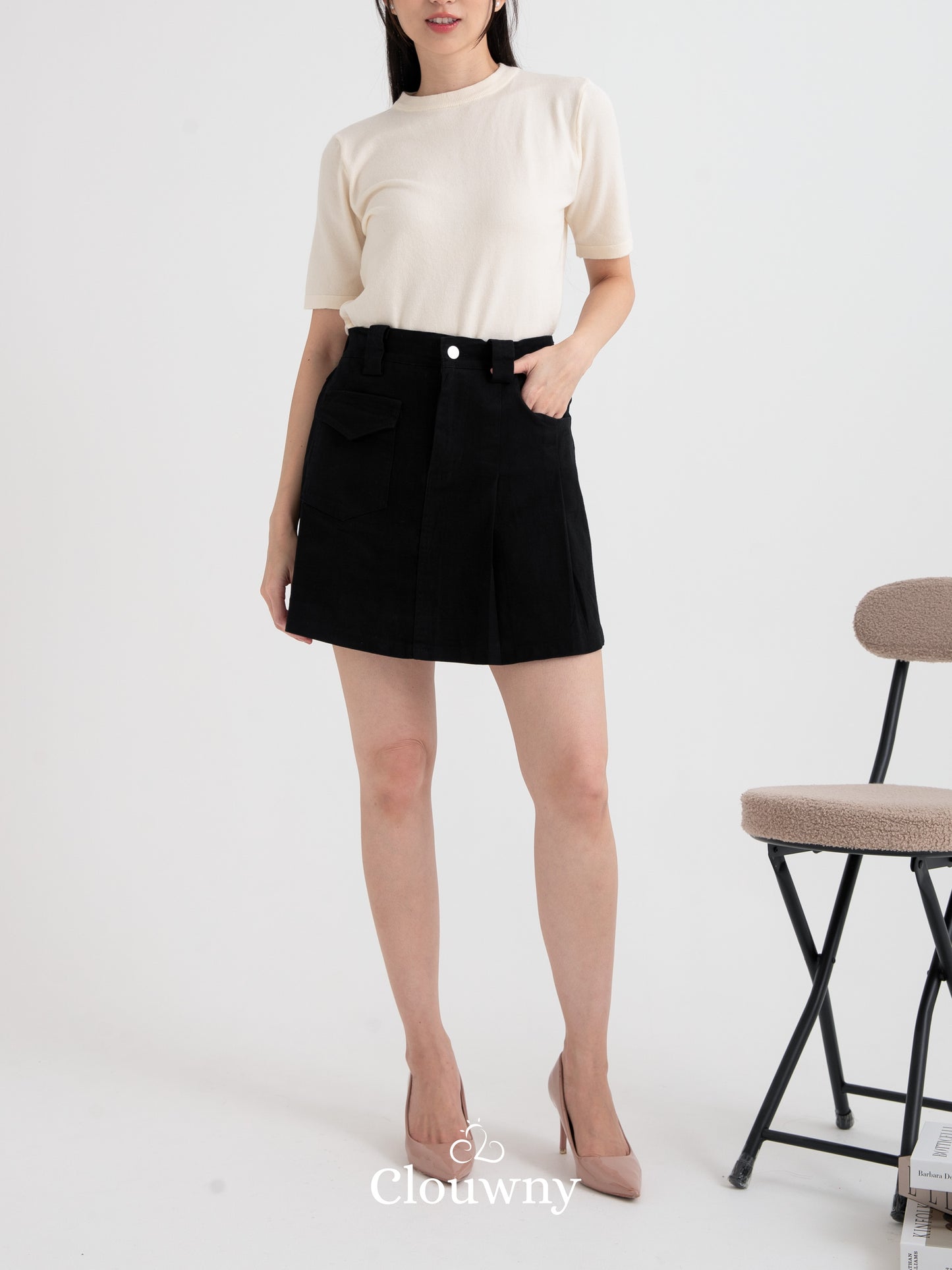 Miel Denim Skort - Black