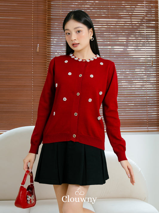 Bea Knit Cardigan - Maroon