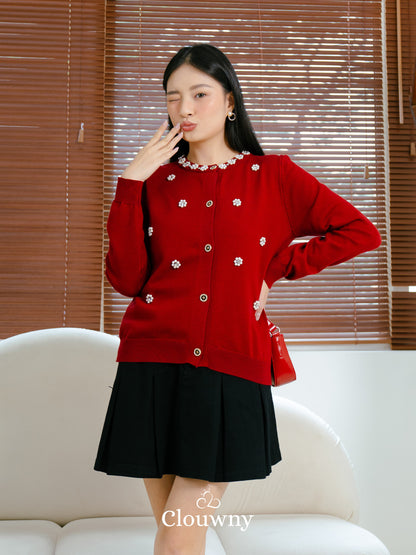 Bea Knit Cardigan - Maroon