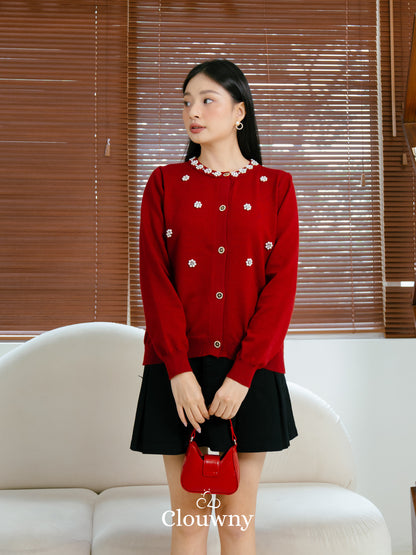 Bea Knit Cardigan - Maroon