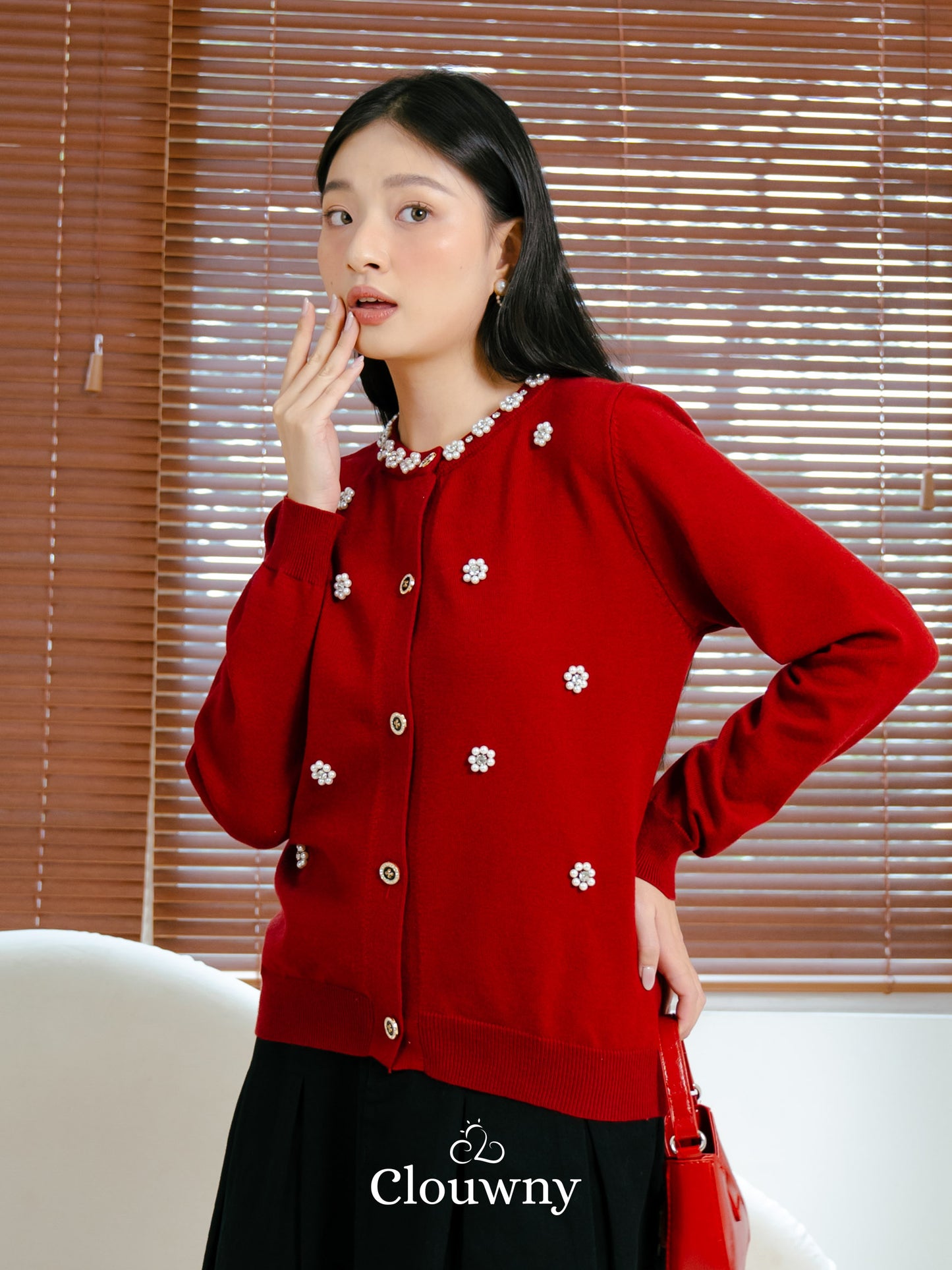 Bea Knit Cardigan - Maroon