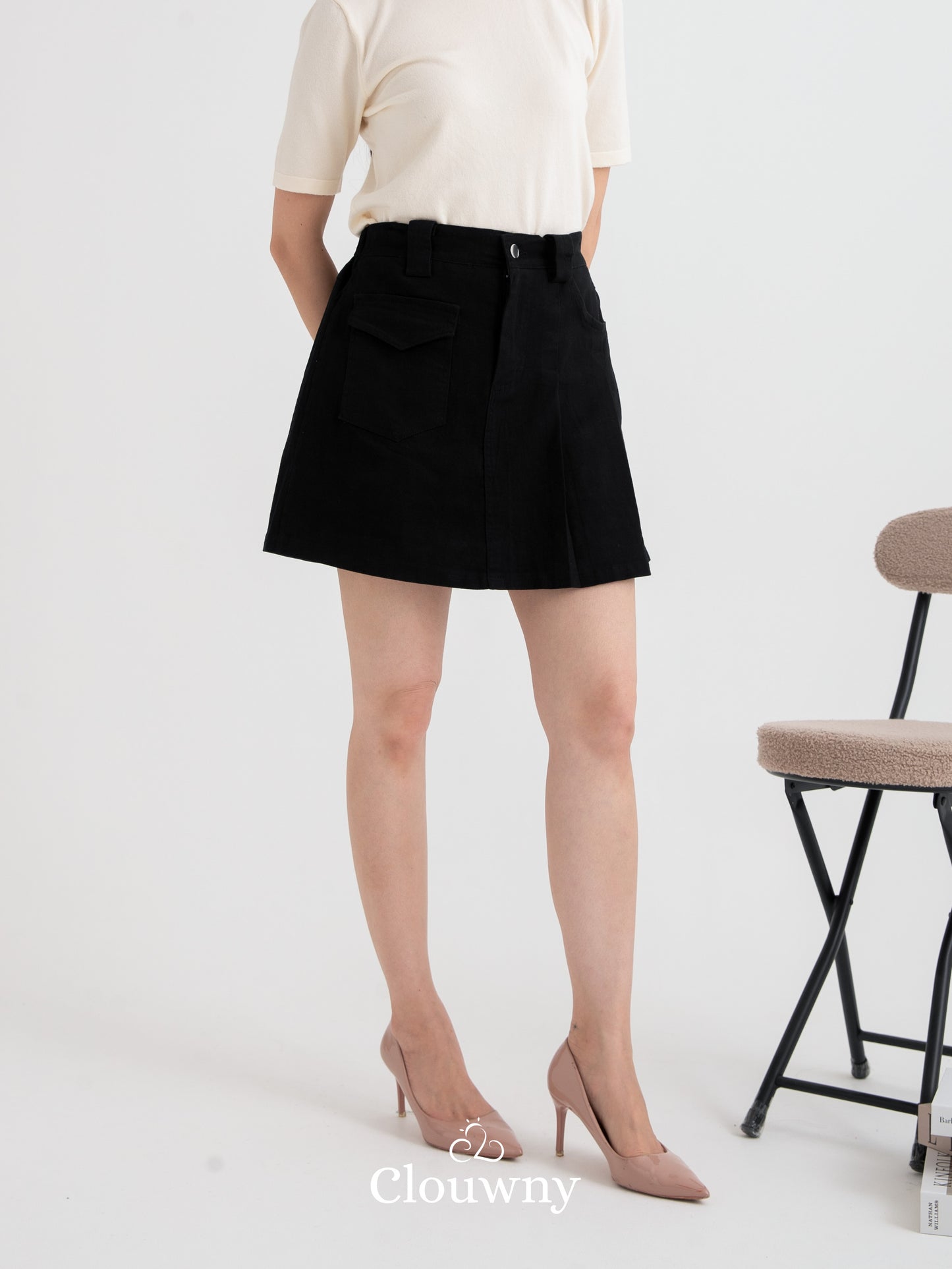 Miel Denim Skort - Black