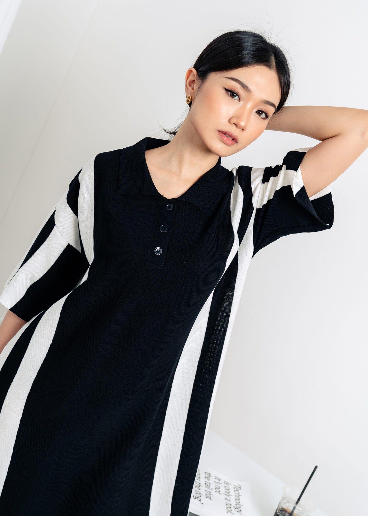 Rora Polo Knit Dress - Black