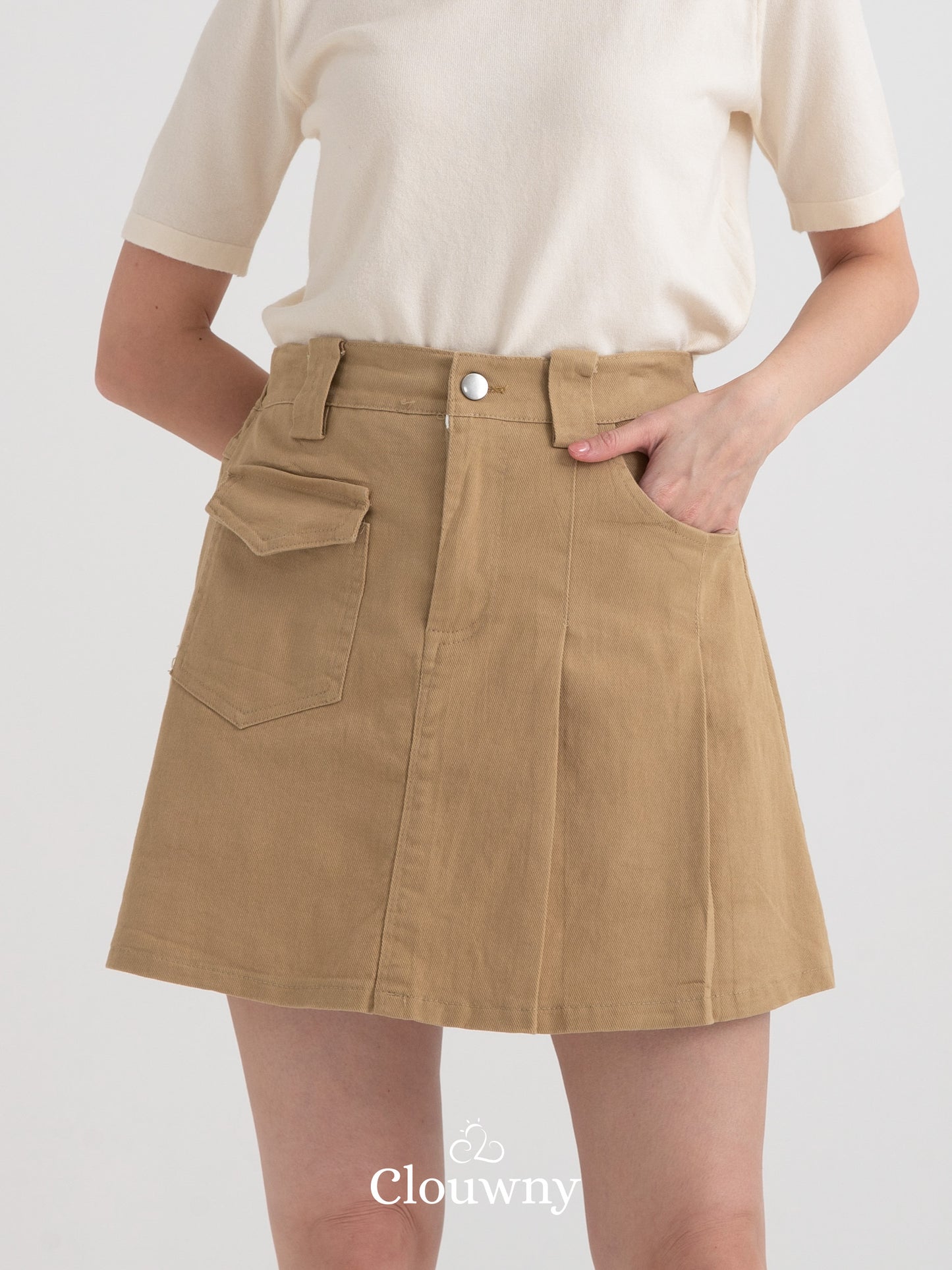 Miel Denim Skort - Khaki