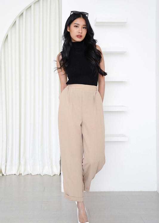 Lula Fold Pants - Nude