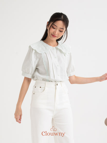 Jully Collar Shirt Top - Mint