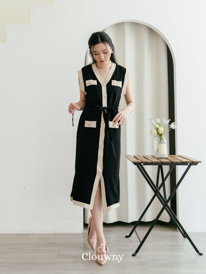 Mirai Belt Knit Dress - Black