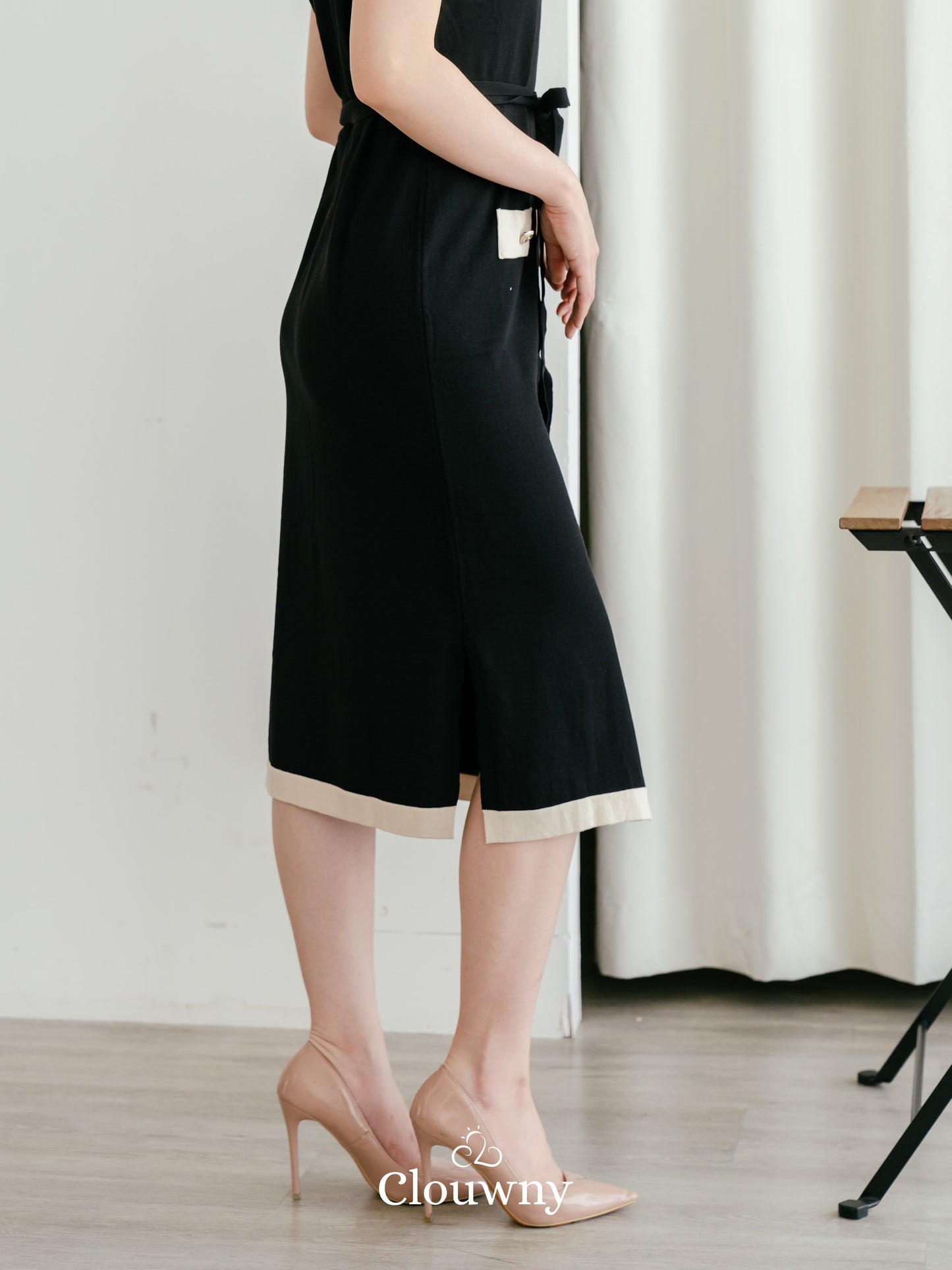 Mirai Belt Knit Dress - Black