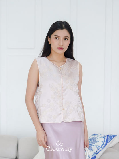 Li Hwa Flower Qipao - Soft Pink