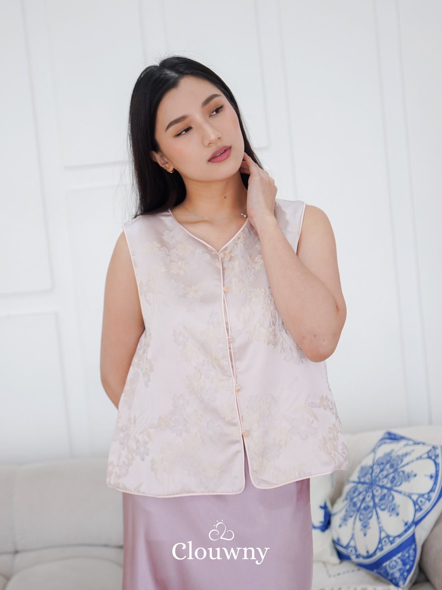 Li Hwa Flower Qipao - Soft Pink