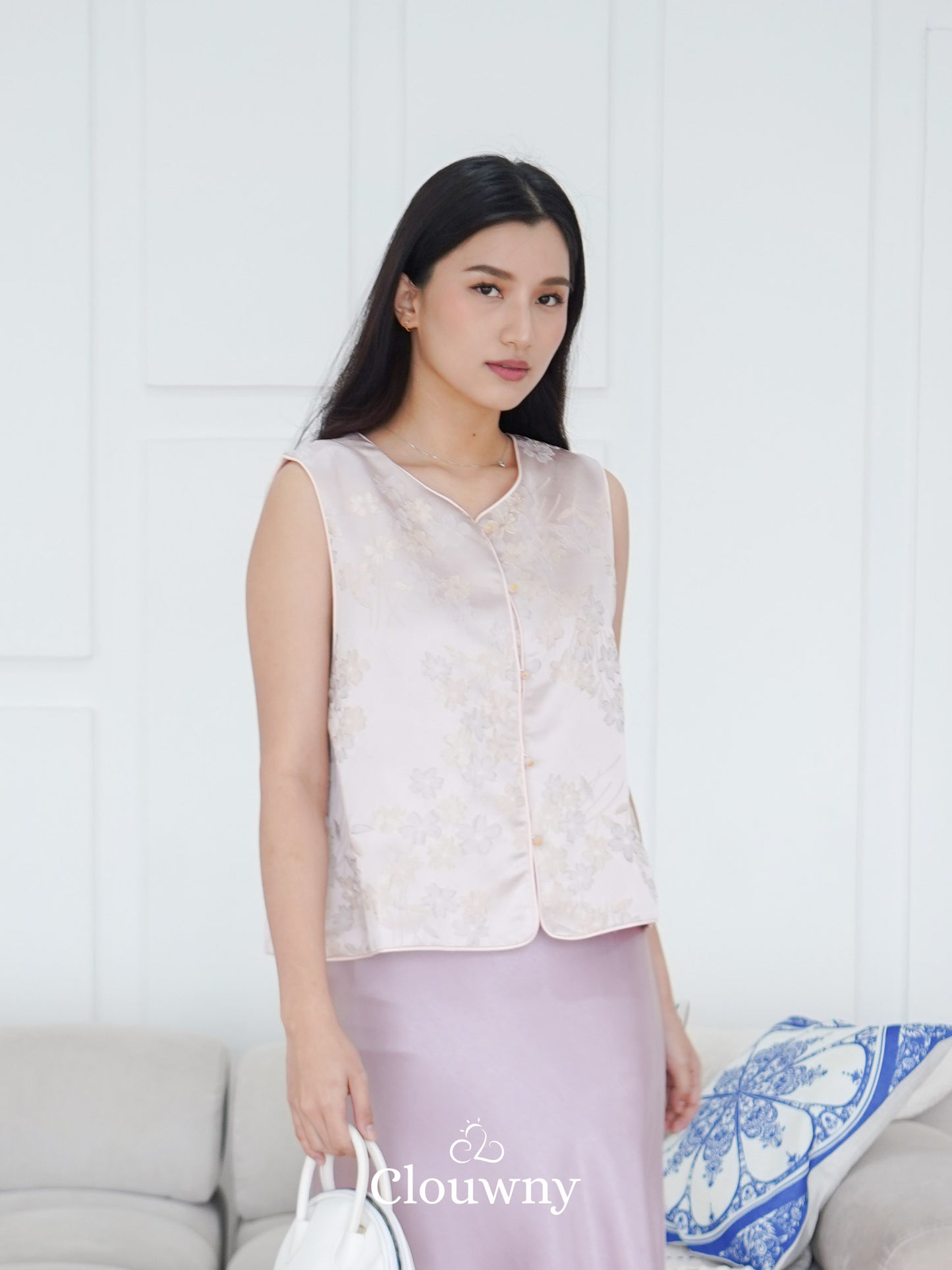 Li Hwa Flower Qipao - Soft Pink