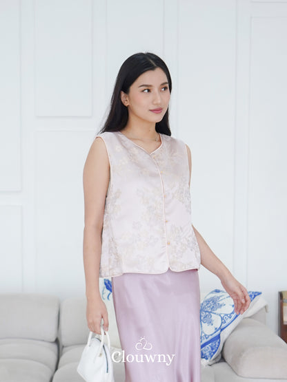 Li Hwa Flower Qipao - Soft Pink