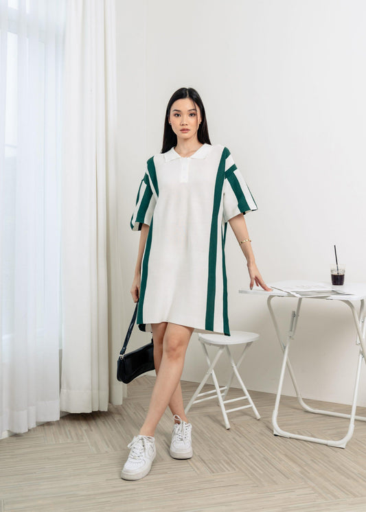 Rora Polo Knit Dress - White