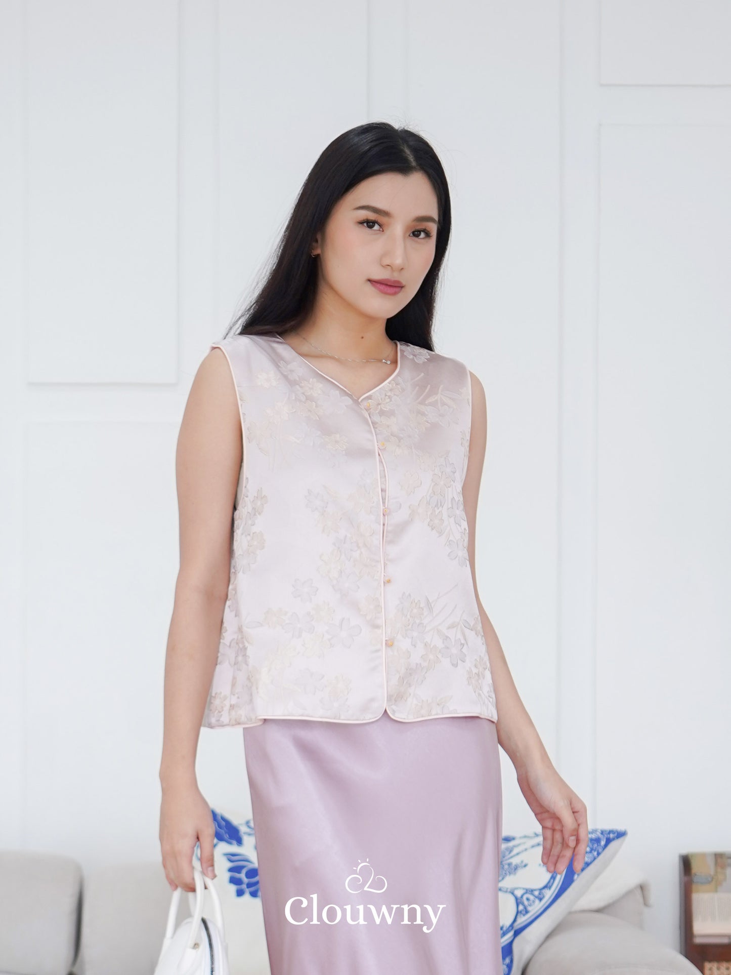 Li Hwa Flower Qipao - Soft Pink