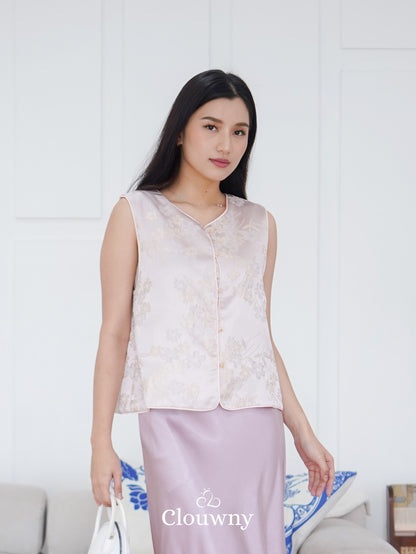 Li Hwa Flower Qipao - Soft Pink