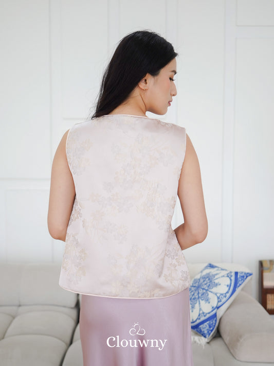 Li Hwa Flower Qipao - Soft Pink