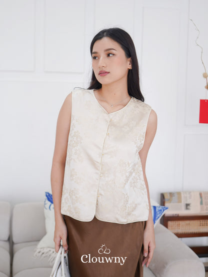 Li Hwa Flower Qipao - Gold