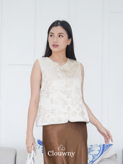 Li Hwa Flower Qipao - Gold