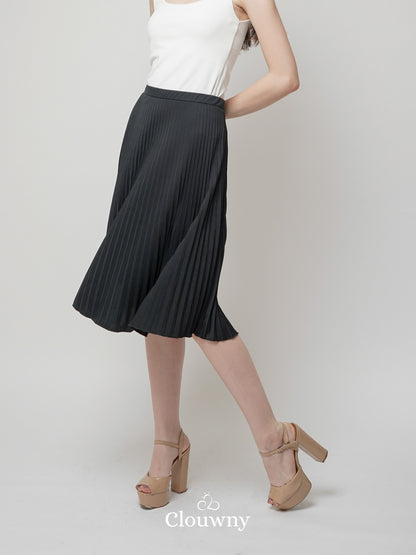 Vamos Midi Pleats Skirt - Black