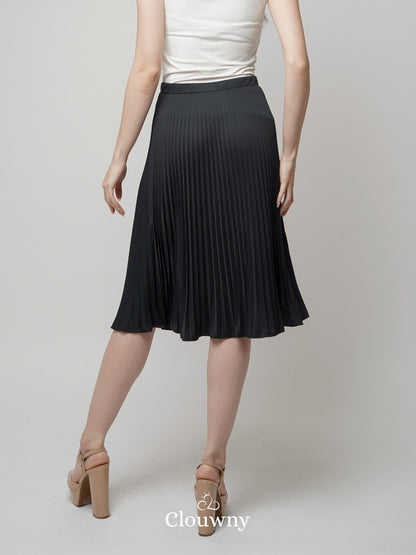 Vamos Midi Pleats Skirt - Black