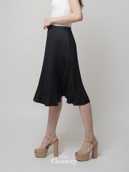 Vamos Midi Pleats Skirt - Black