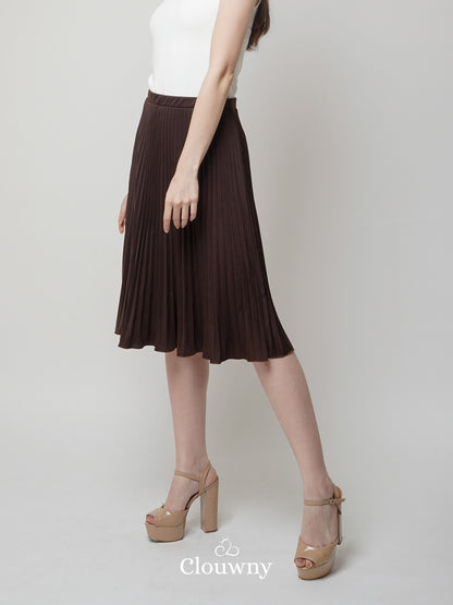 Vamos Midi Pleats Skirt - Dark Choco