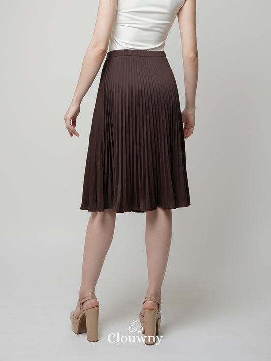 Vamos Midi Pleats Skirt - Dark Choco