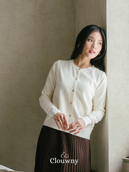 Heart Button Cardigan - Broken White