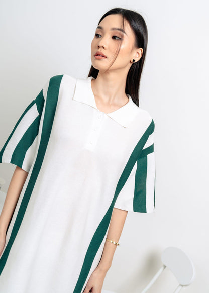 Rora Polo Knit Dress - White