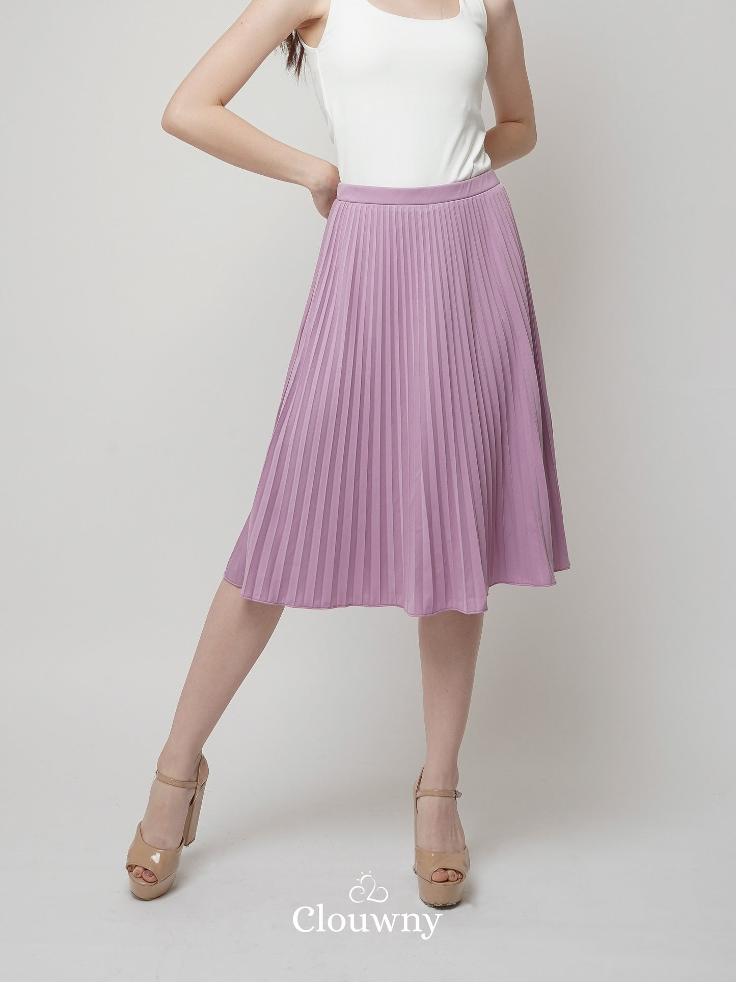 Vamos Midi Pleats Skirt - Lilac