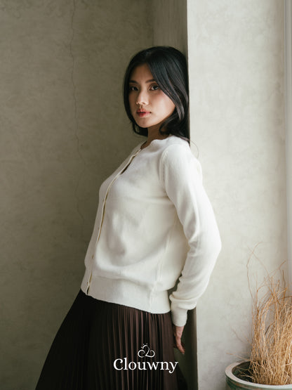 Heart Button Cardigan - Broken White