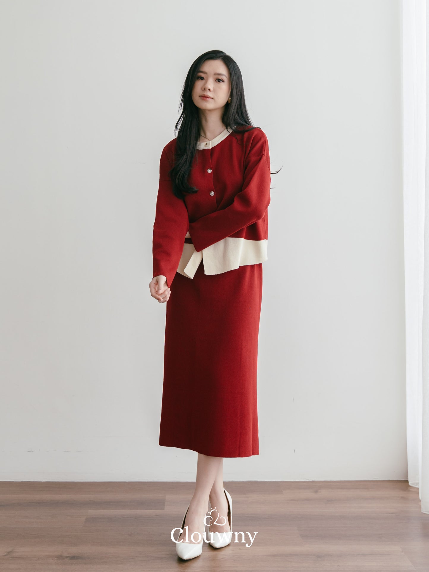 Aristy Longsleeve Set - Maroon