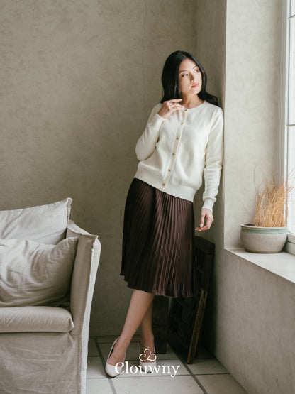 Heart Button Cardigan - Broken White