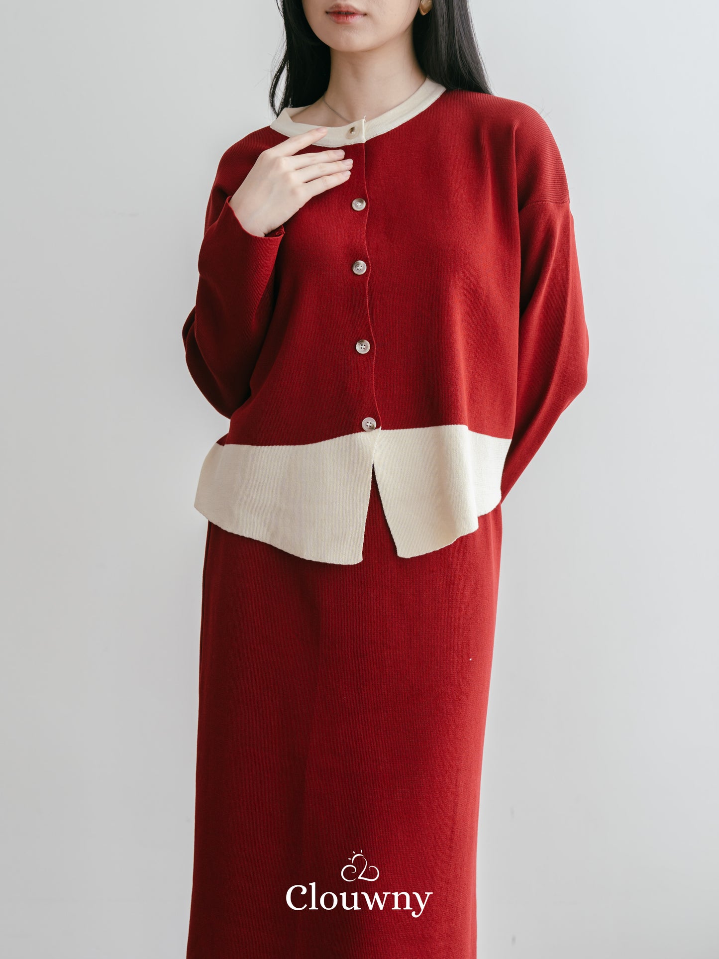 Aristy Longsleeve Set - Maroon