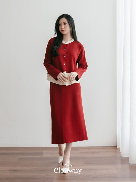 Aristy Longsleeve Set - Maroon