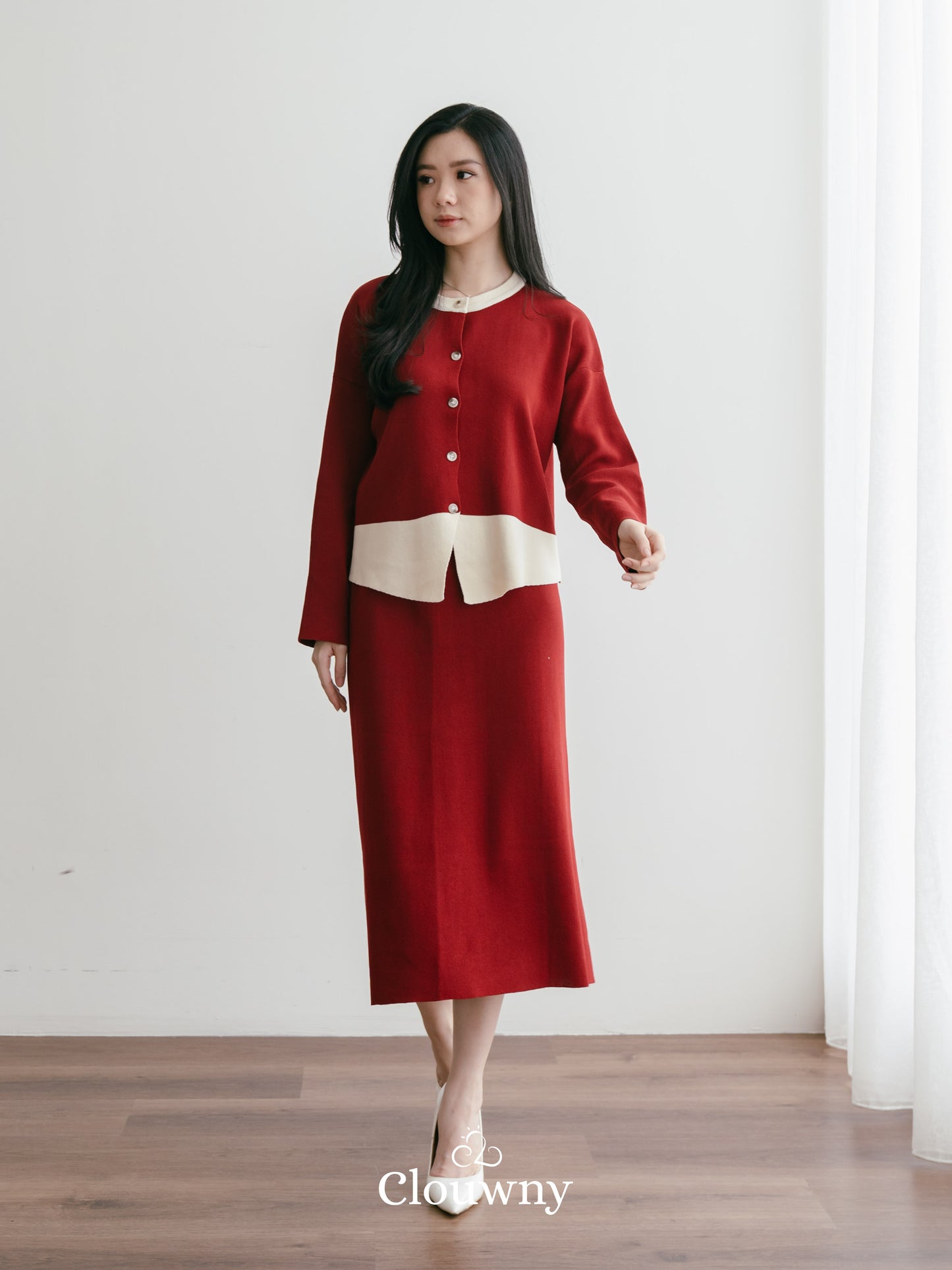 Aristy Longsleeve Set - Maroon