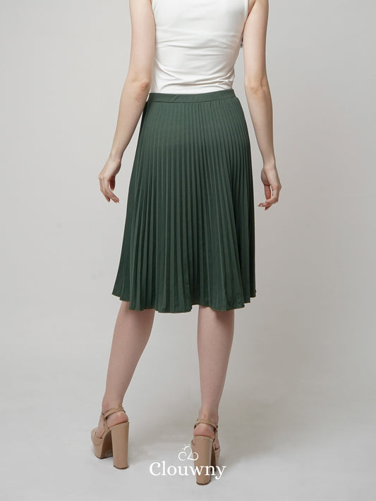 Vamos Midi Pleats Skirt - Emerald Green
