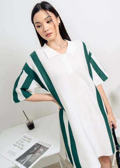 Rora Polo Knit Dress - White