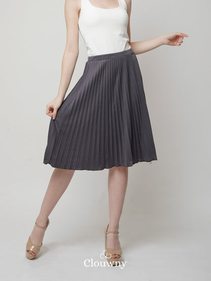 Vamos Midi Pleats Skirt - Dark Grey