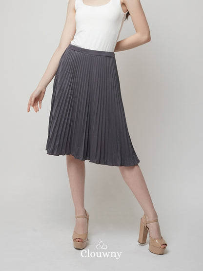 Vamos Midi Pleats Skirt - Dark Grey