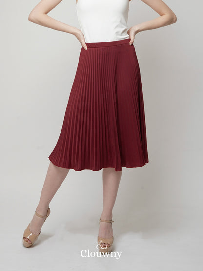 Rok Midi Lipit Vamos - Maroon